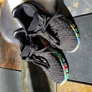 Rainbow sole running sneakers. Size 7